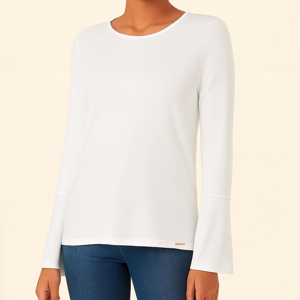 NWT Michael Kors White Bell Sleeve Top | Size M | Classic Minimalist Style
